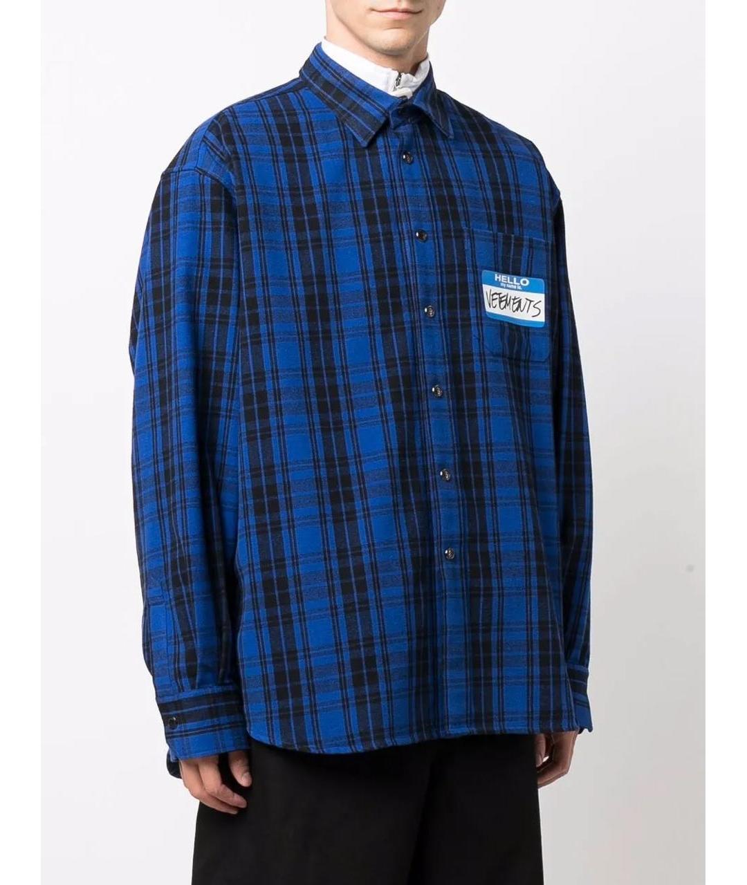 VETEMENTS Синяя хлопковая кэжуал рубашка, фото 5
