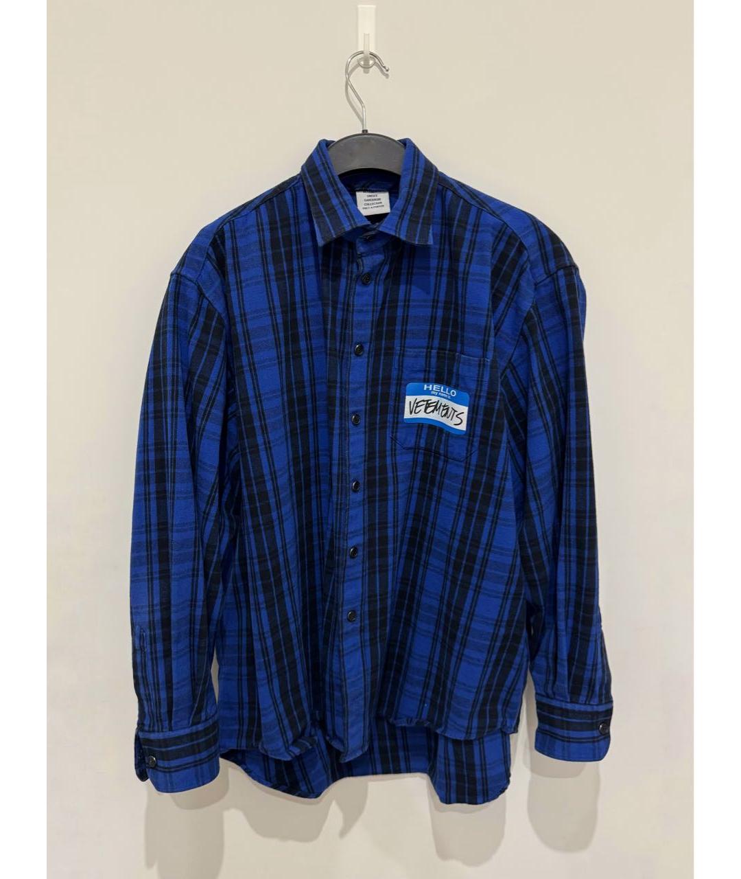 VETEMENTS Синяя хлопковая кэжуал рубашка, фото 2