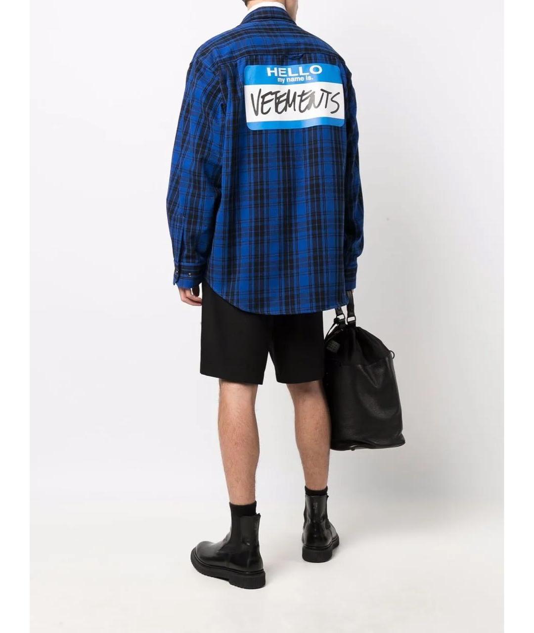 VETEMENTS Синяя хлопковая кэжуал рубашка, фото 6