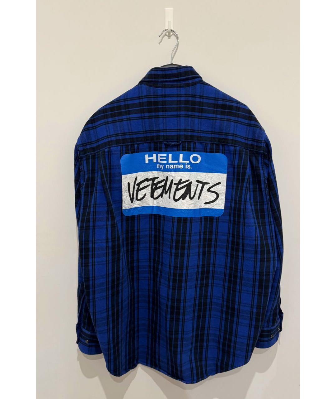 VETEMENTS Синяя хлопковая кэжуал рубашка, фото 3
