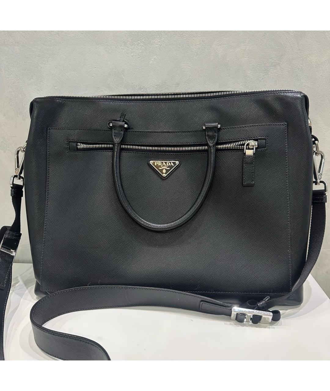 PRADA Черный кожаный портфель, фото 9