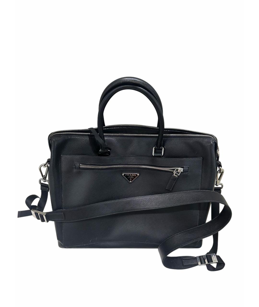 PRADA Черный кожаный портфель, фото 1