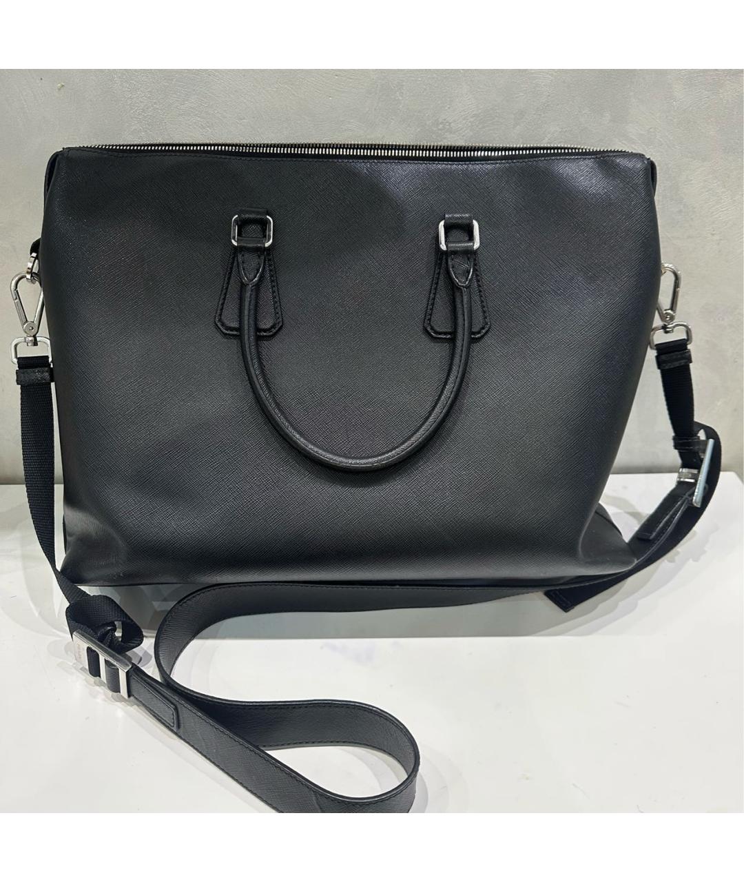 PRADA Черный кожаный портфель, фото 3