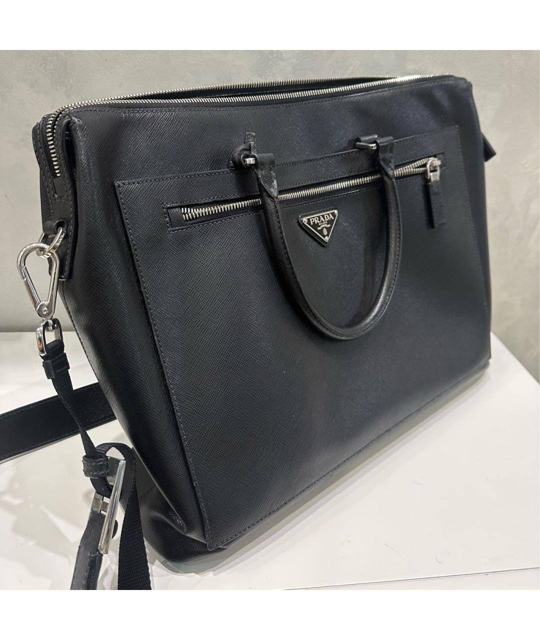 PRADA Черный кожаный портфель, фото 2