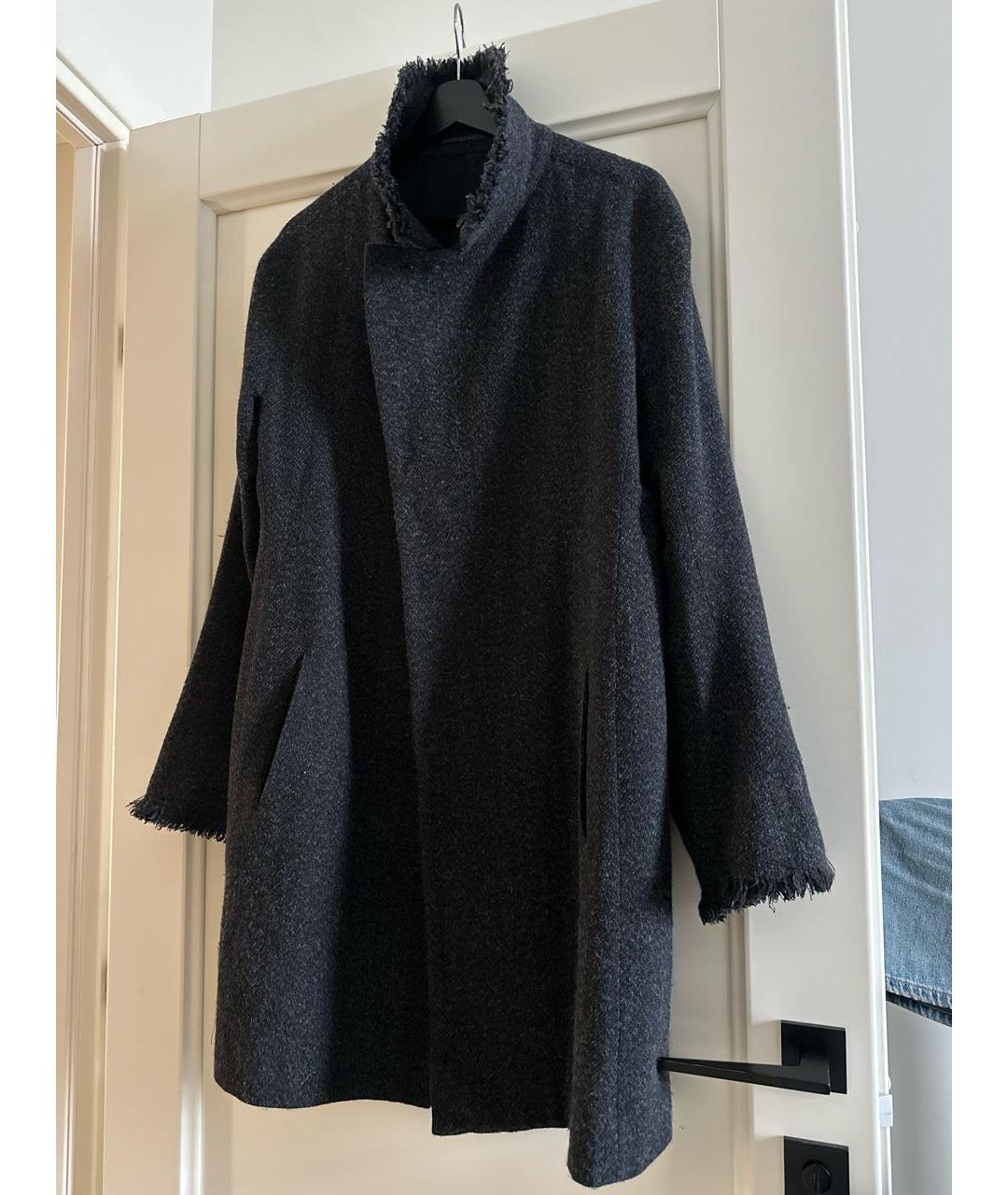 YOHJI YAMAMOTO Антрацитовое шерстяное пальто, фото 6