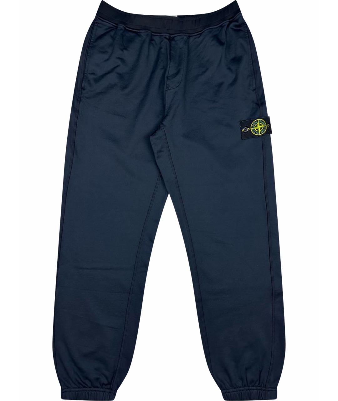 STONE ISLAND Темно-синие хлопко-эластановые повседневные брюки, фото 1