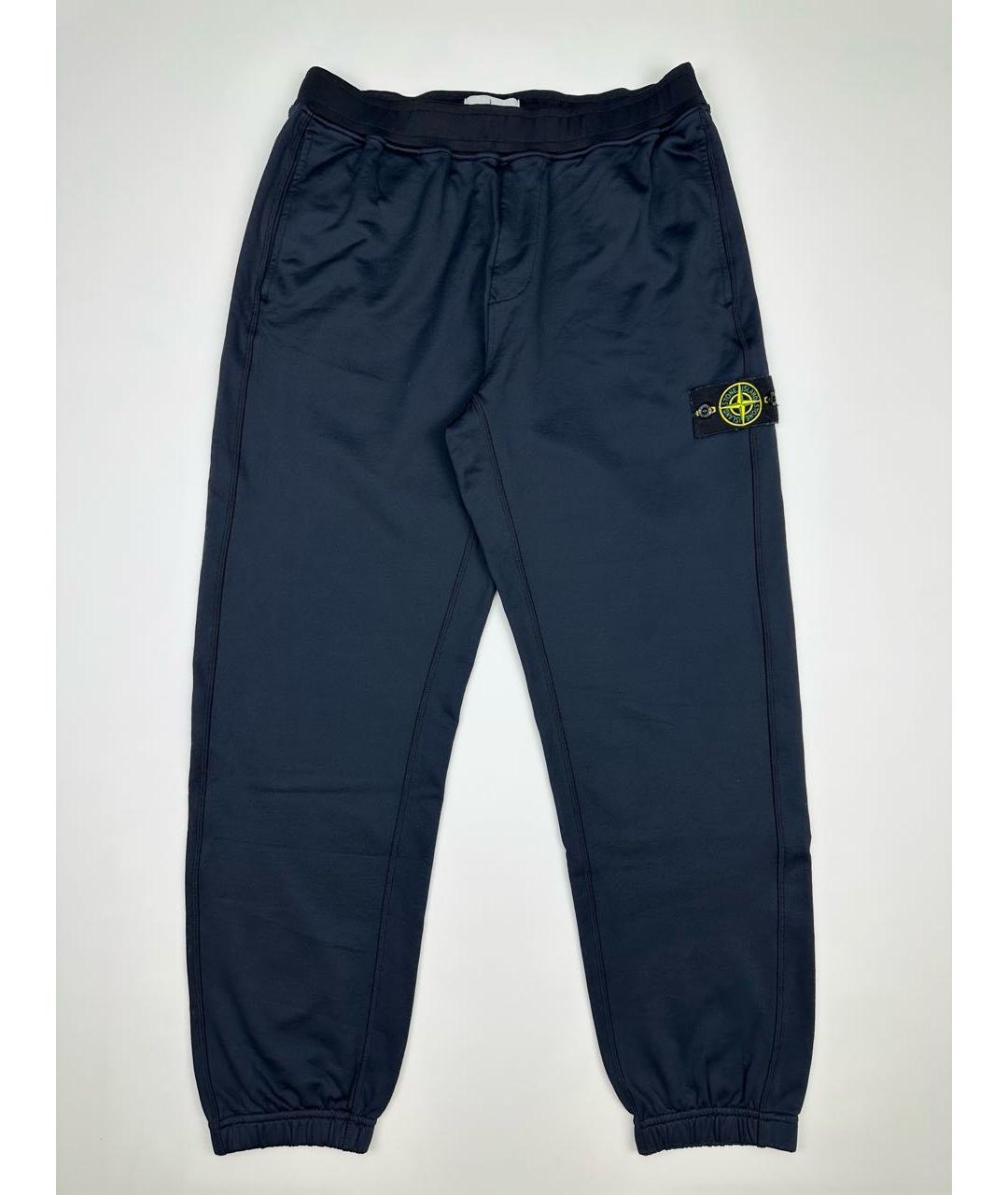 STONE ISLAND Темно-синие хлопко-эластановые повседневные брюки, фото 6