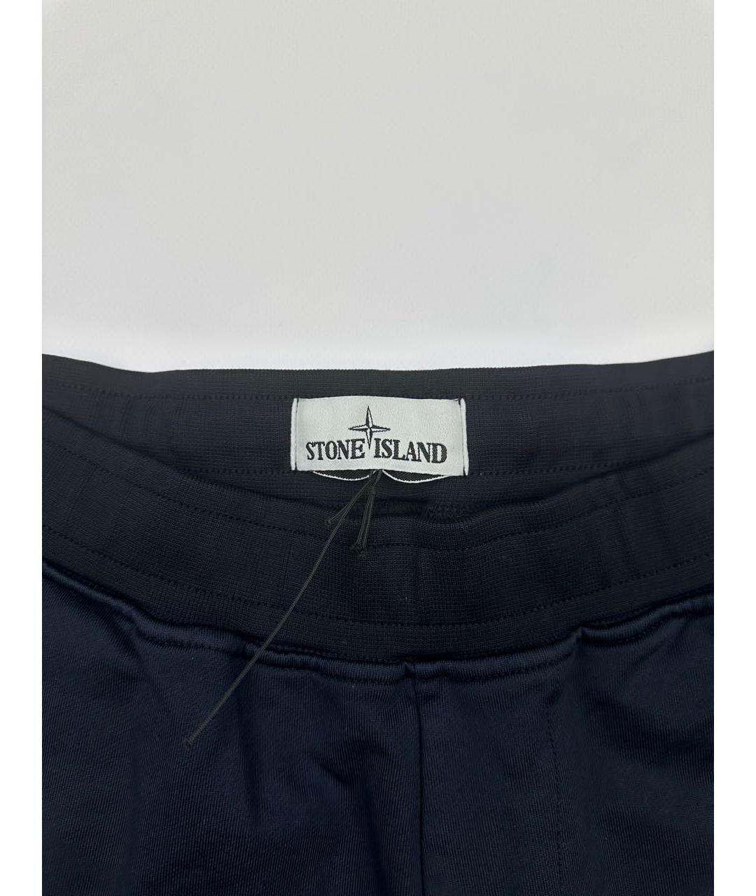 STONE ISLAND Темно-синие хлопко-эластановые повседневные брюки, фото 3