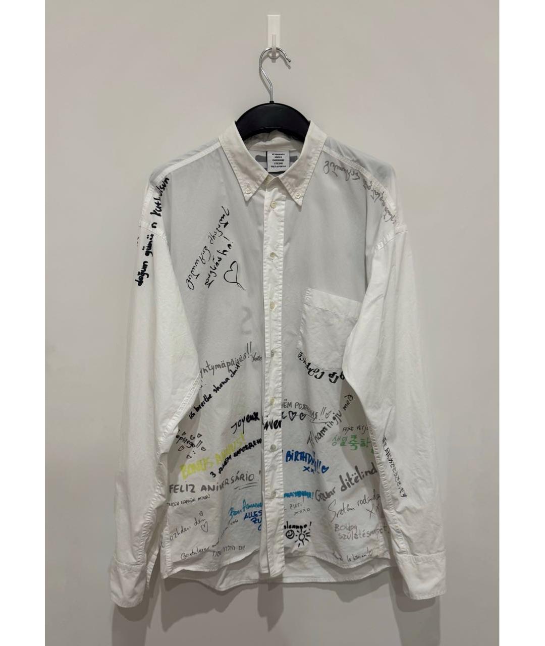 VETEMENTS Белая хлопковая кэжуал рубашка, фото 2