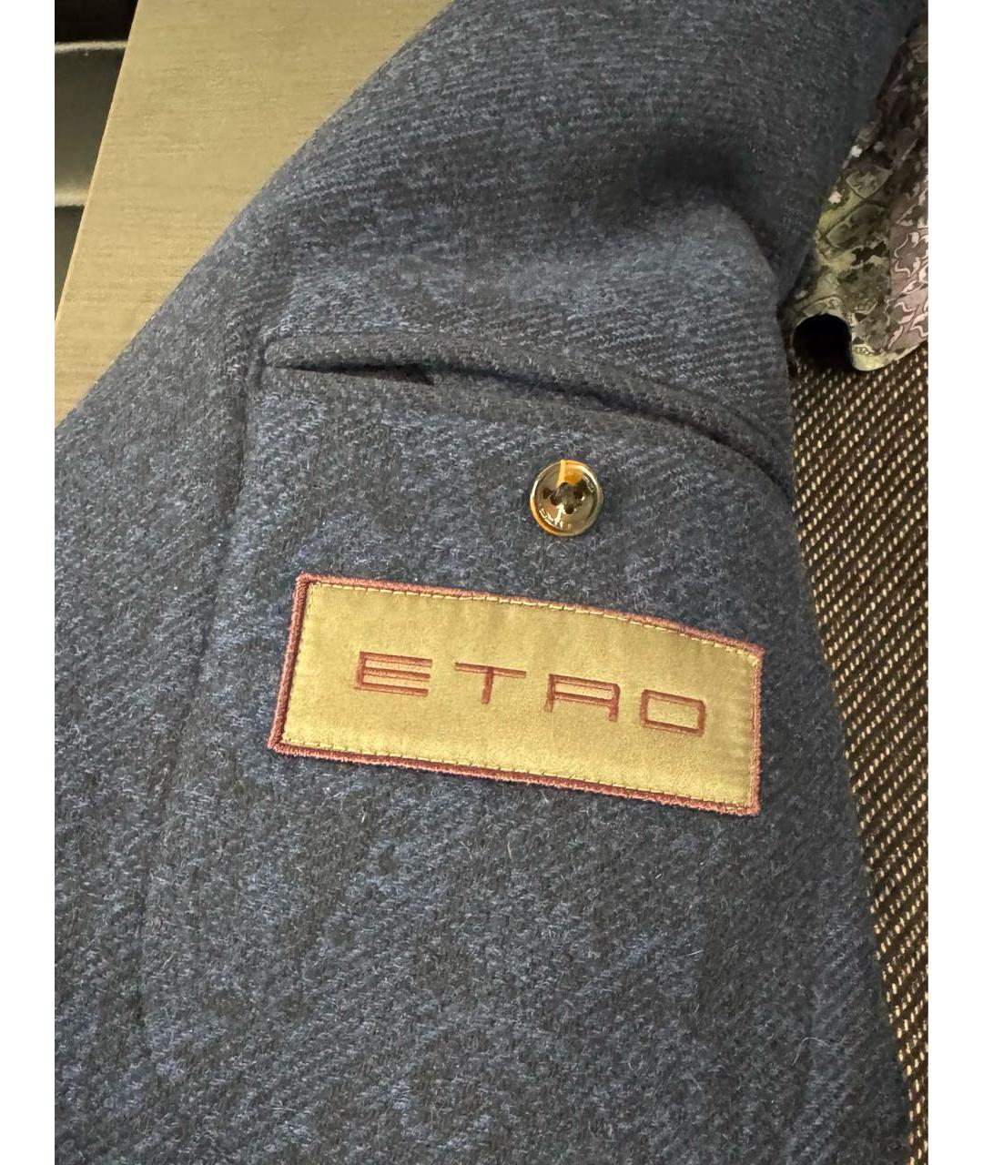 ETRO Темно-синее шерстяное пальто, фото 6
