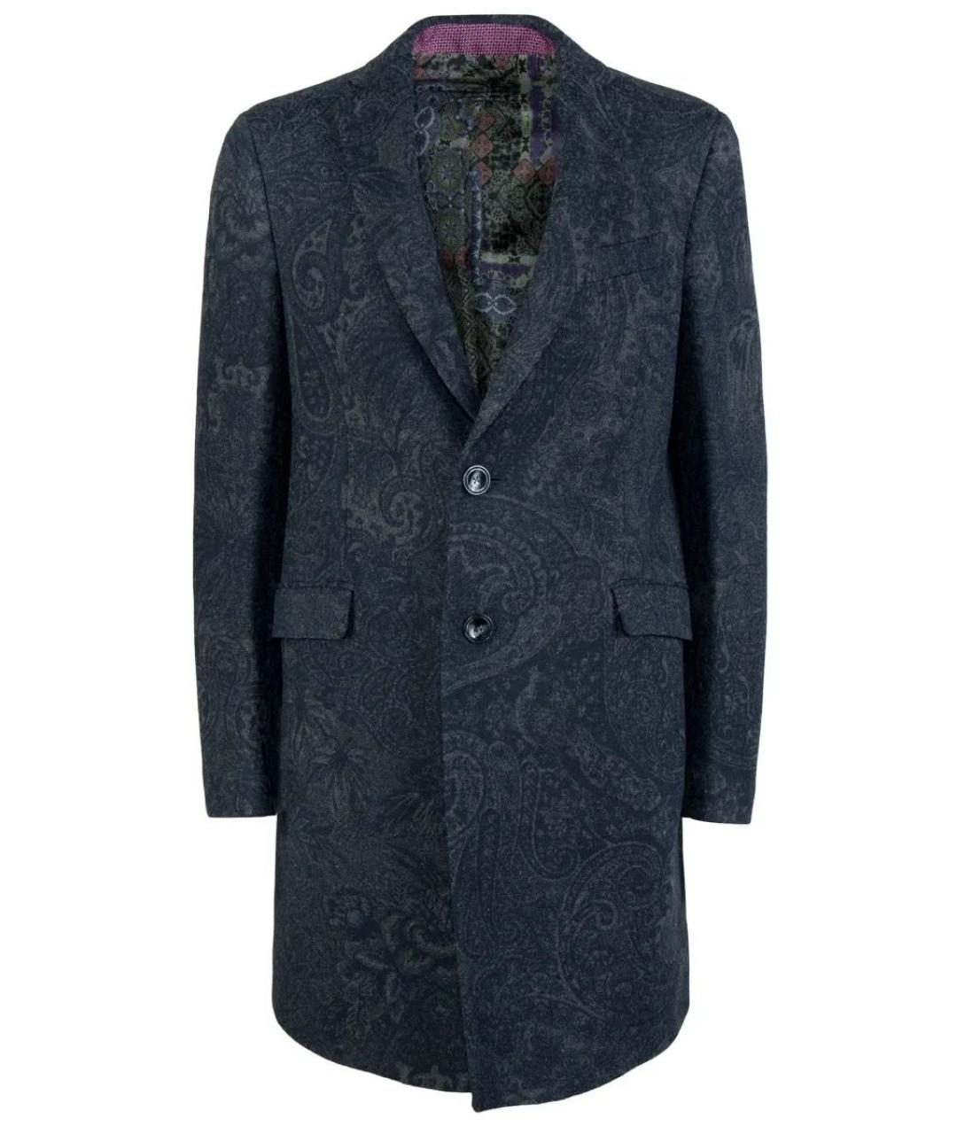 ETRO Темно-синее шерстяное пальто, фото 1