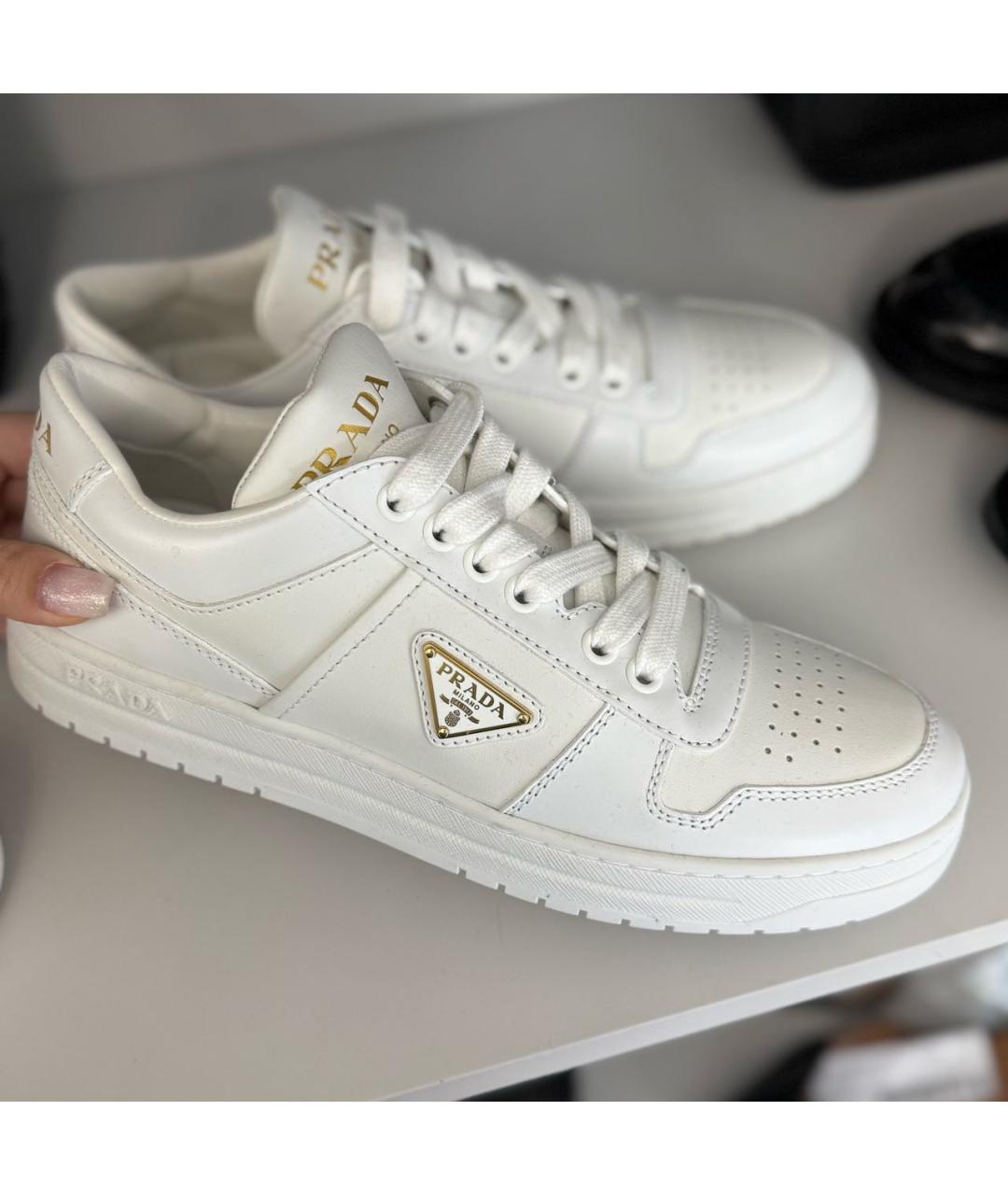 PRADA Белые кожаные кеды, фото 7