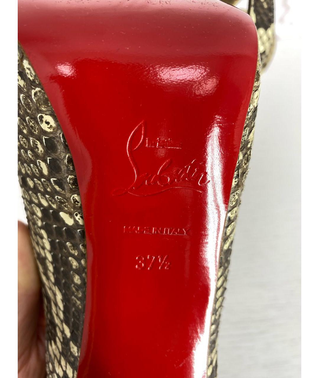 CHRISTIAN LOUBOUTIN Бежевые босоножки из экзотической кожи, фото 4