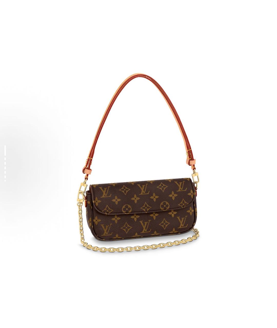 LOUIS VUITTON Коричневая кожаная сумка через плечо, фото 5