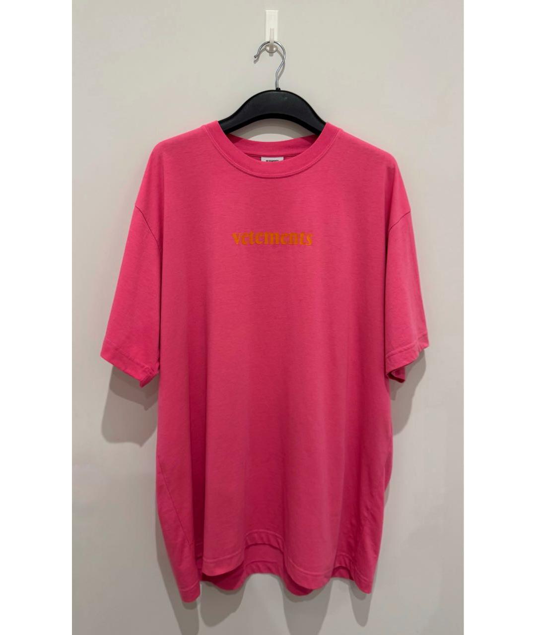 VETEMENTS Розовая хлопковая футболка, фото 2