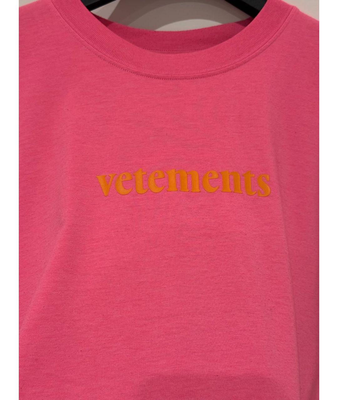 VETEMENTS Розовая хлопковая футболка, фото 3