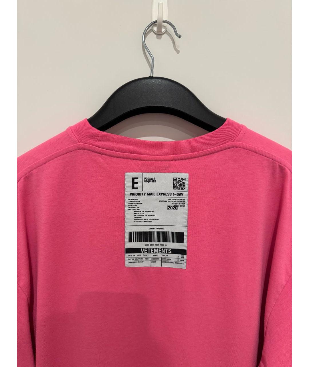 VETEMENTS Розовая хлопковая футболка, фото 5