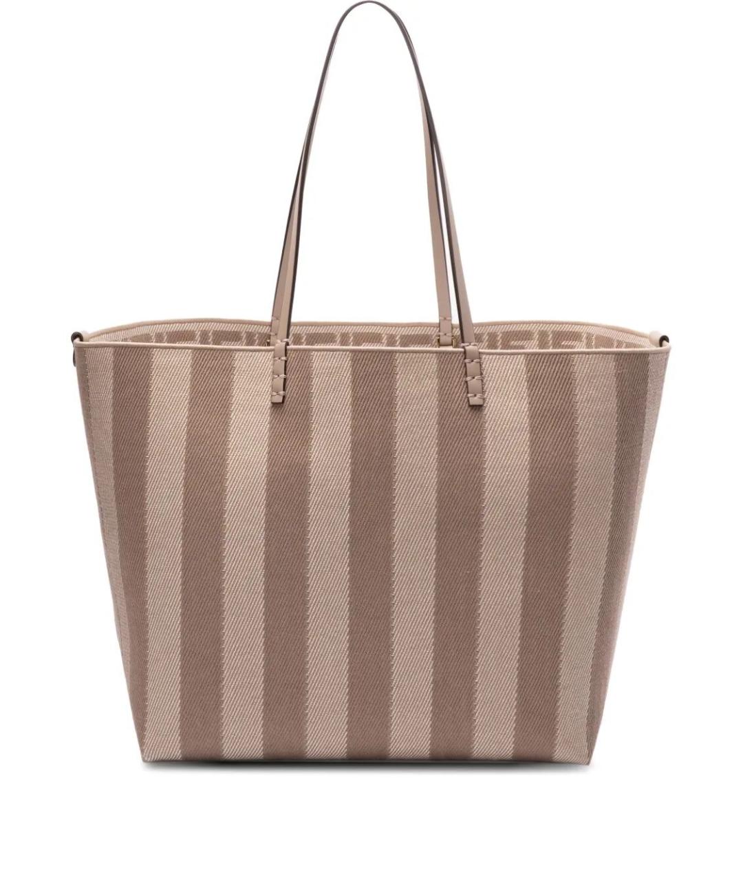 FENDI Коричневая тканевая сумка тоут, фото 1