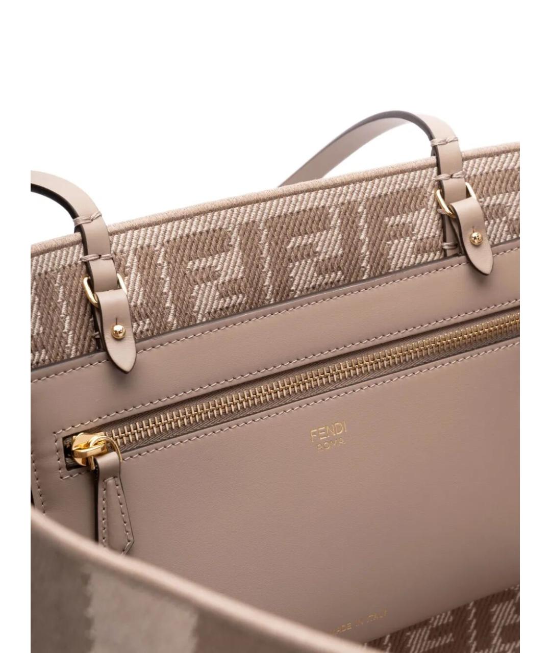 FENDI Коричневая тканевая сумка тоут, фото 5