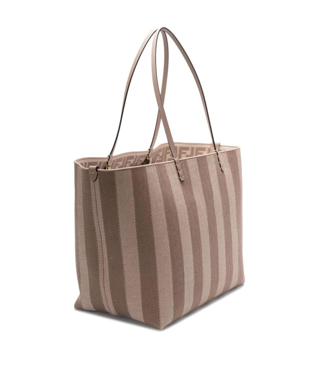 FENDI Коричневая тканевая сумка тоут, фото 3