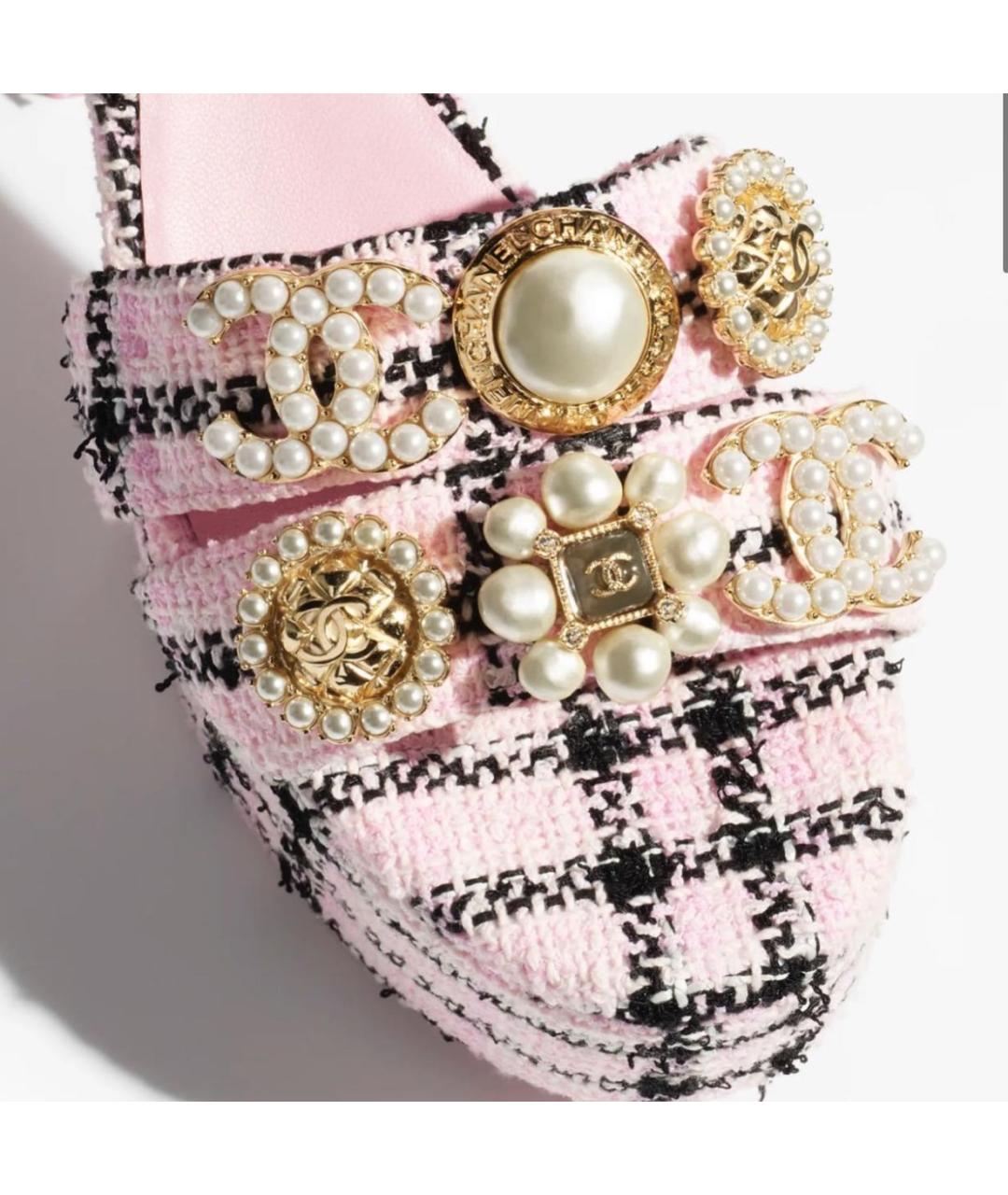 CHANEL Розовые текстильные босоножки, фото 3