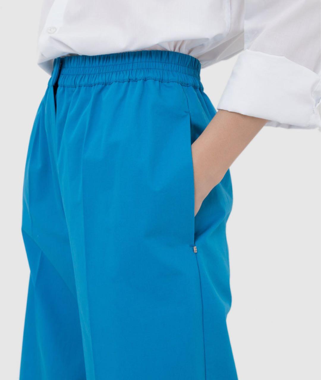 'S MAX MARA Голубые хлопковые брюки широкие, фото 5
