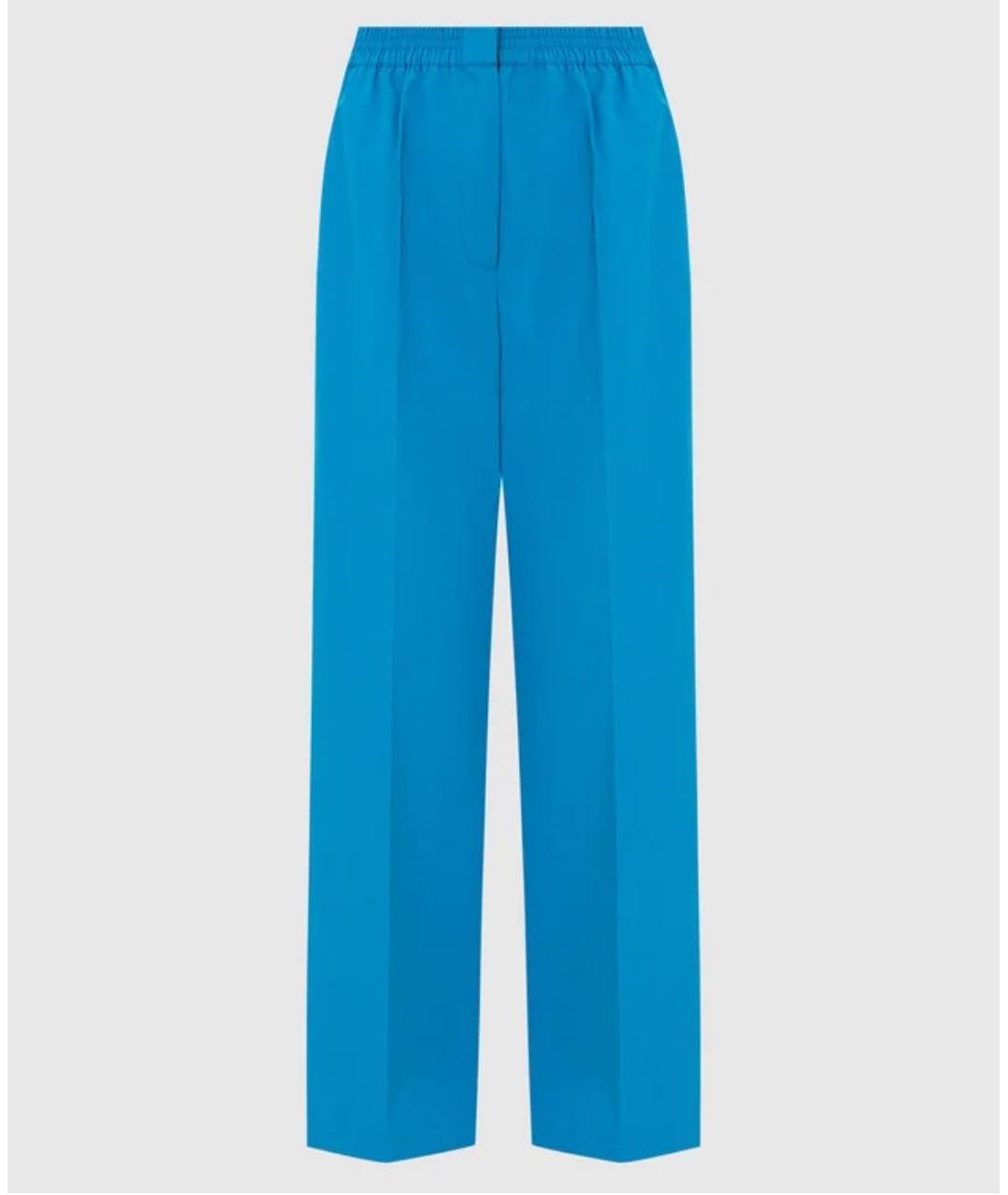 'S MAX MARA Голубые хлопковые брюки широкие, фото 9