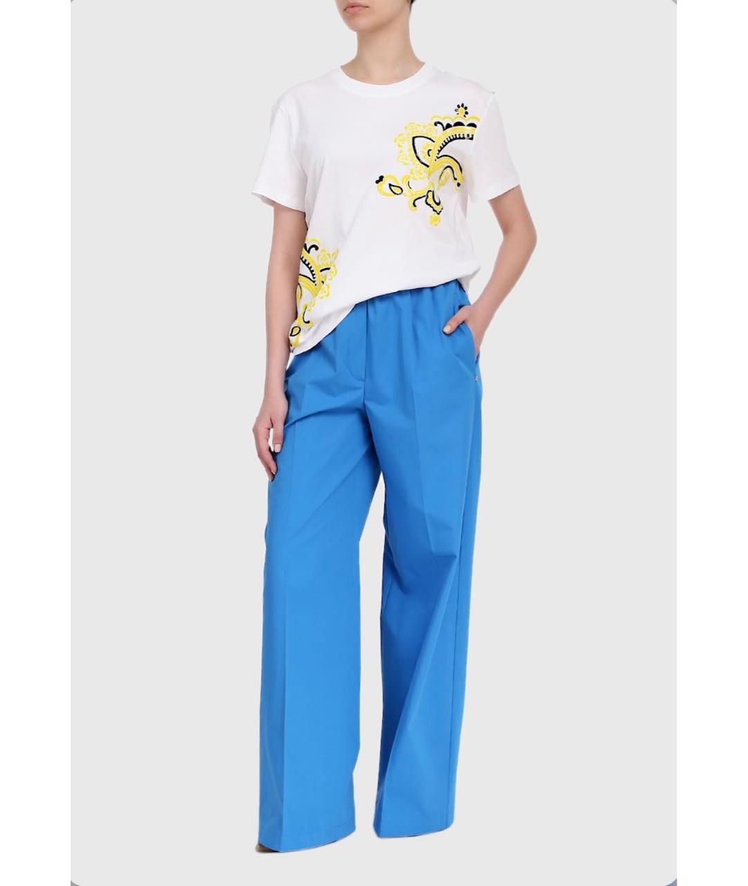 'S MAX MARA Голубые хлопковые брюки широкие, фото 8