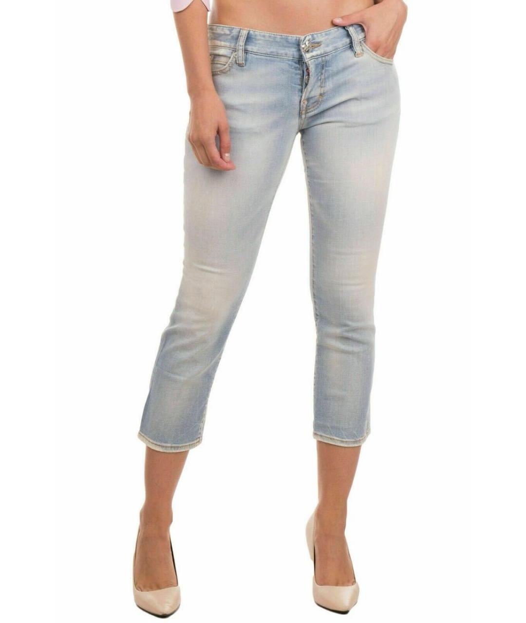 DSQUARED2 Голубые хлопко-эластановые капри, фото 6