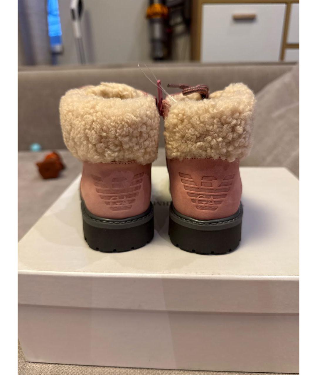 ARMANI JUNIOR Розовые кожаные ботинки, фото 4