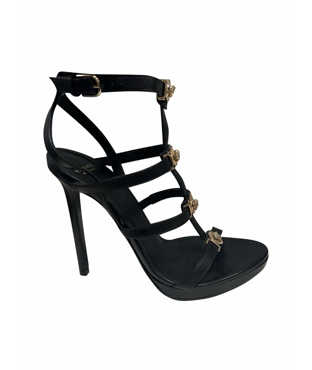 VERSACE Черные кожаные босоножки, фото 1
