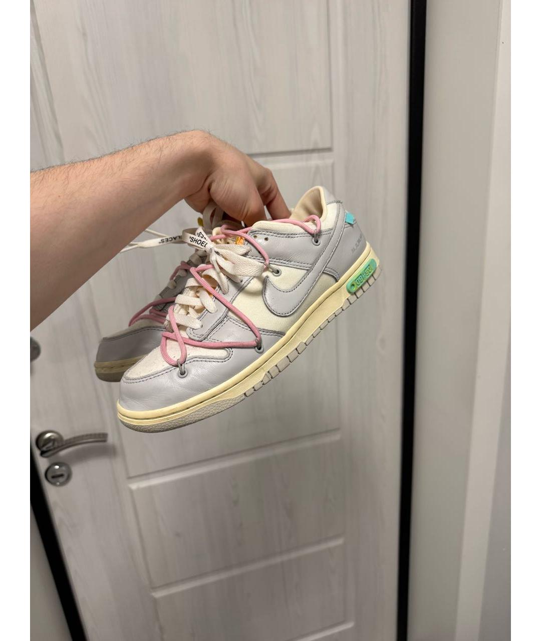NIKE X OFF-WHITE Серые кожаные низкие кроссовки / кеды, фото 3