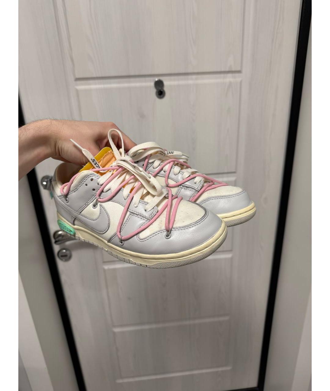 NIKE X OFF-WHITE Серые кожаные низкие кроссовки / кеды, фото 2