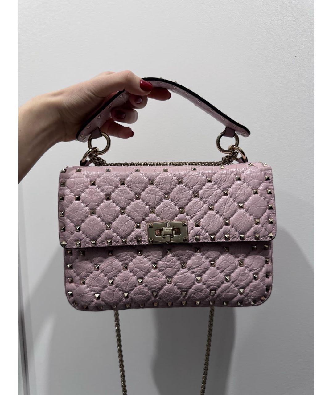 VALENTINO Розовая кожаная сумка с короткими ручками, фото 2