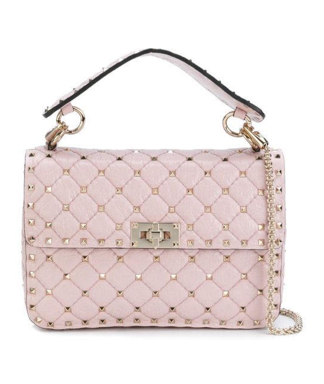 VALENTINO Розовая кожаная сумка с короткими ручками, фото 1