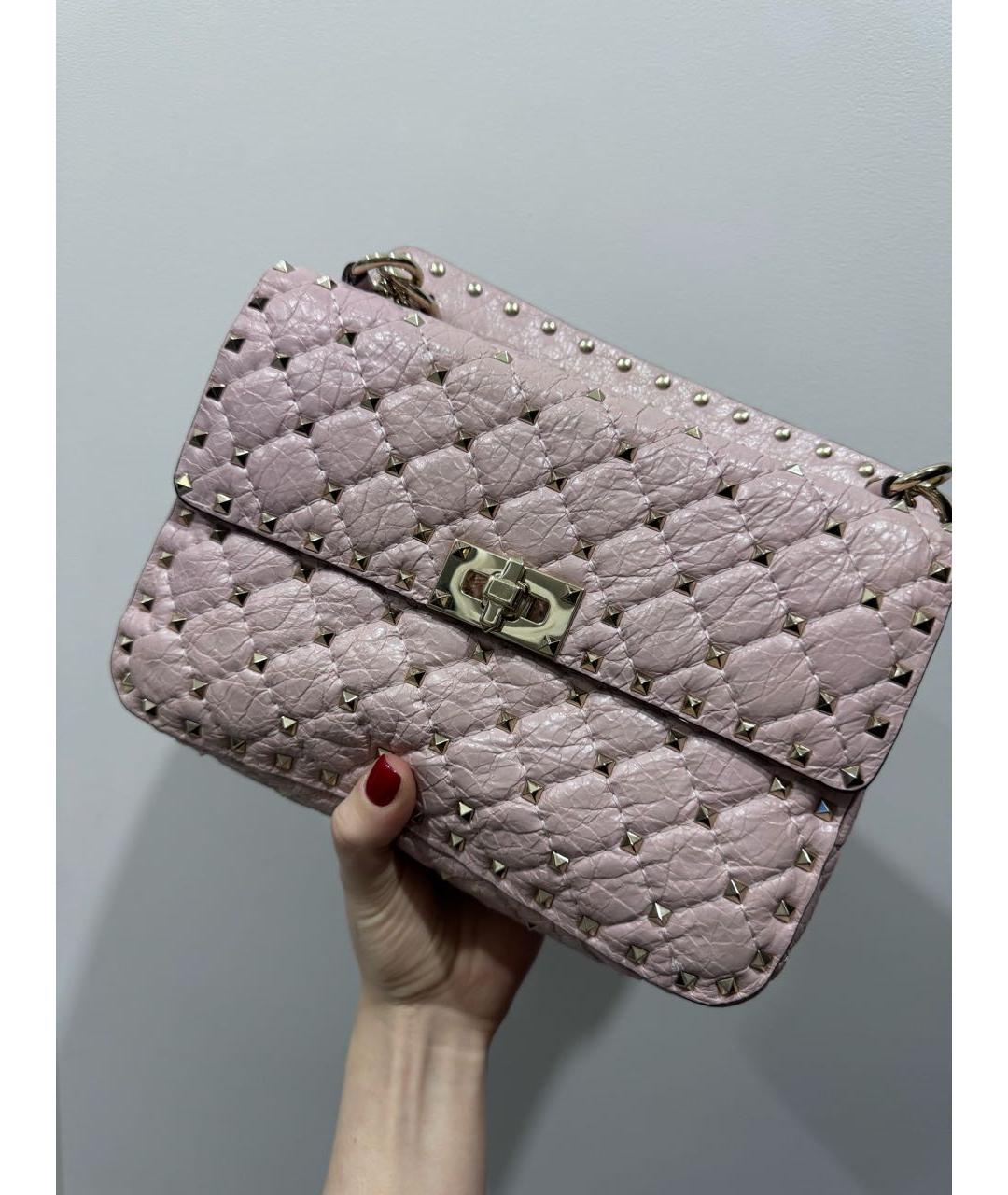 VALENTINO Розовая кожаная сумка с короткими ручками, фото 3