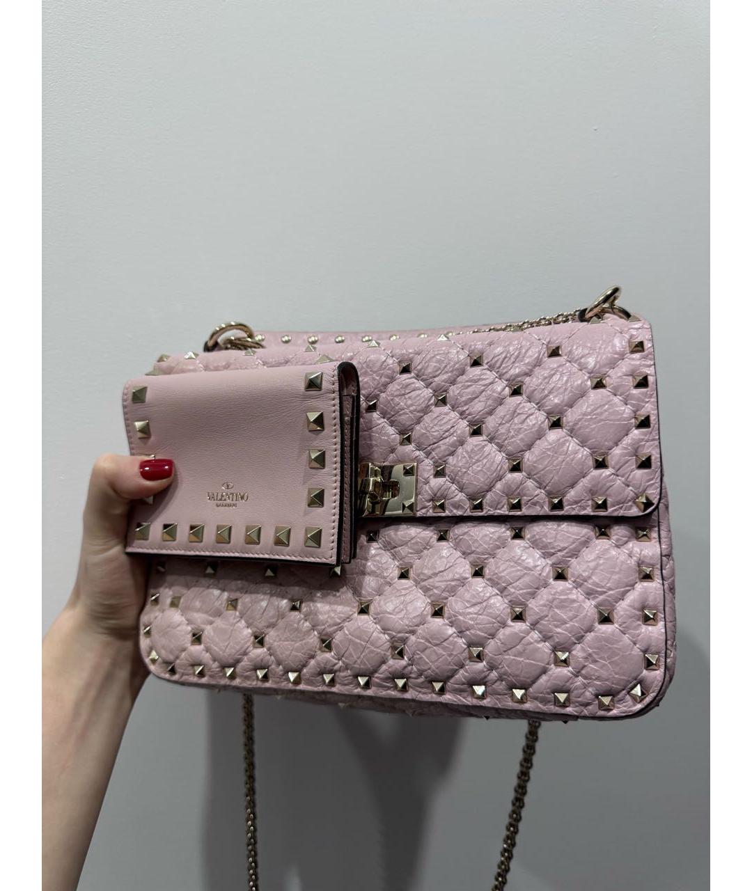 VALENTINO Розовая кожаная сумка с короткими ручками, фото 5