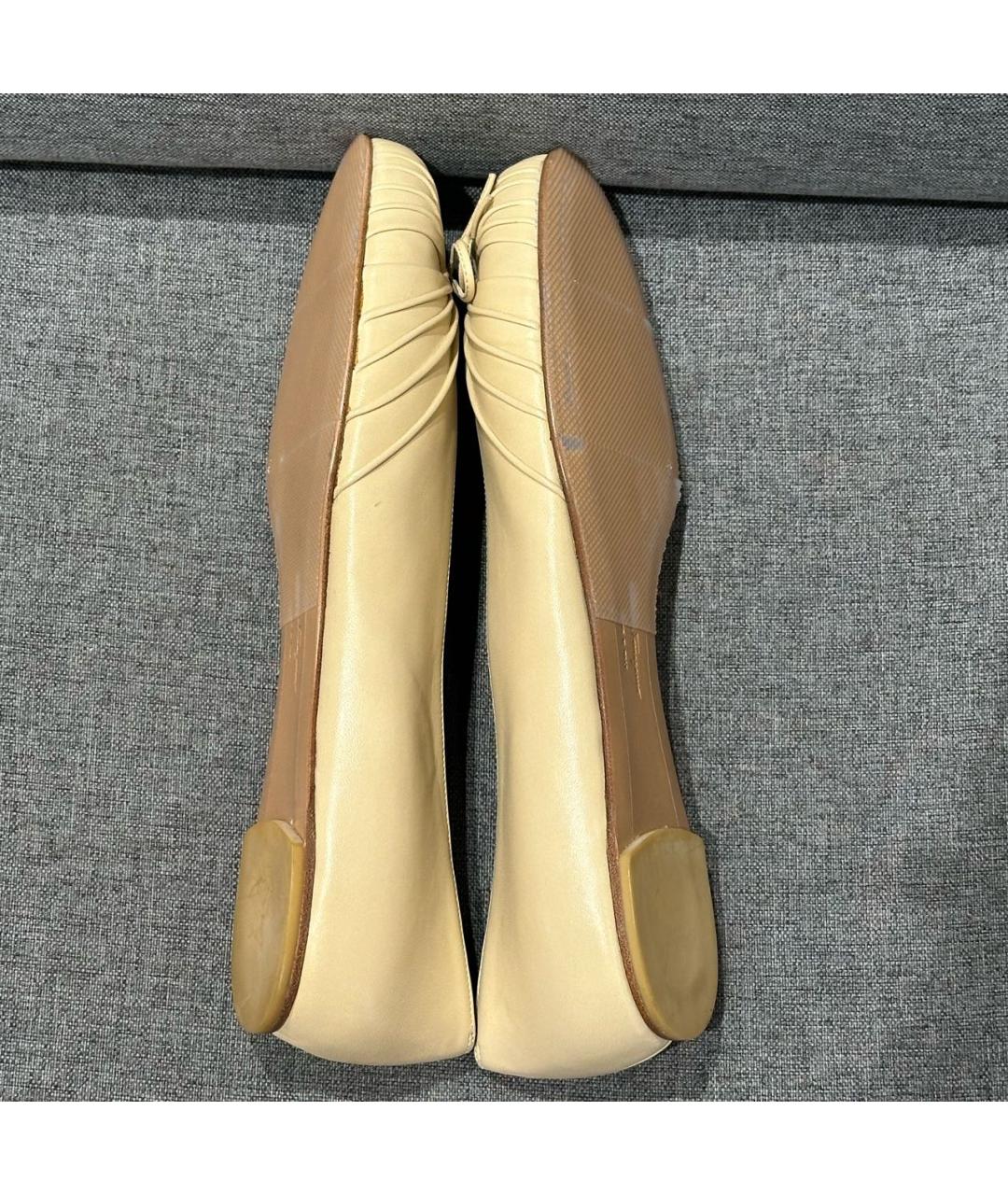 FERRAGAMO Бежевые кожаные туфли, фото 5