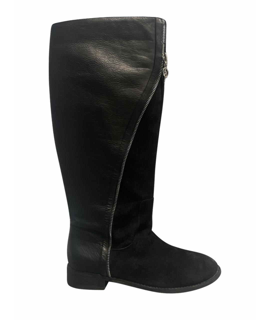 ARMANI JEANS Черные кожаные сапоги, фото 1