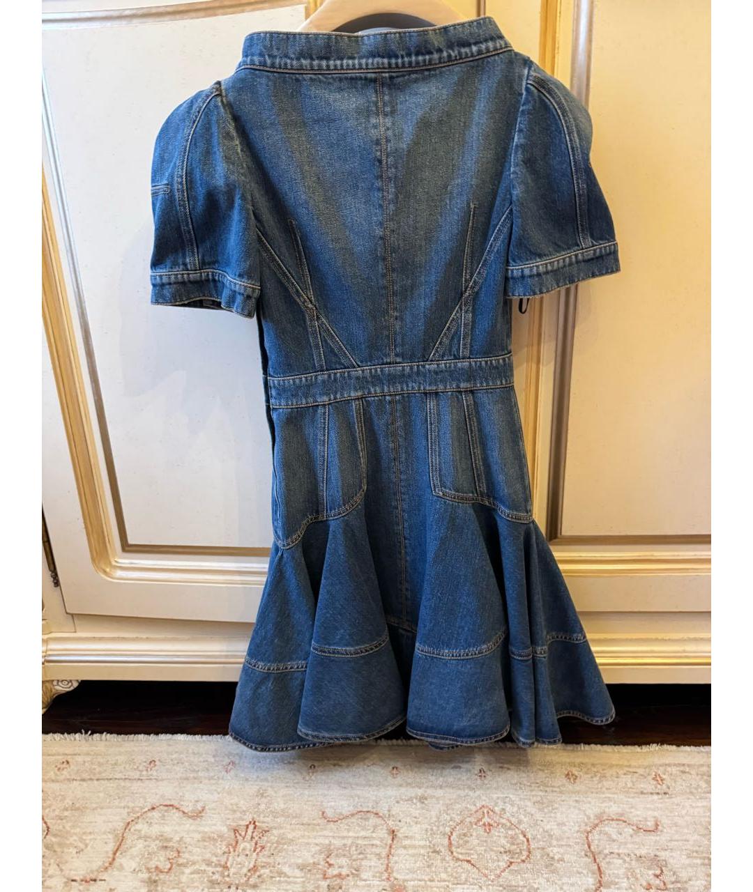 ALEXANDER MCQUEEN Синее деним повседневное платье, фото 2