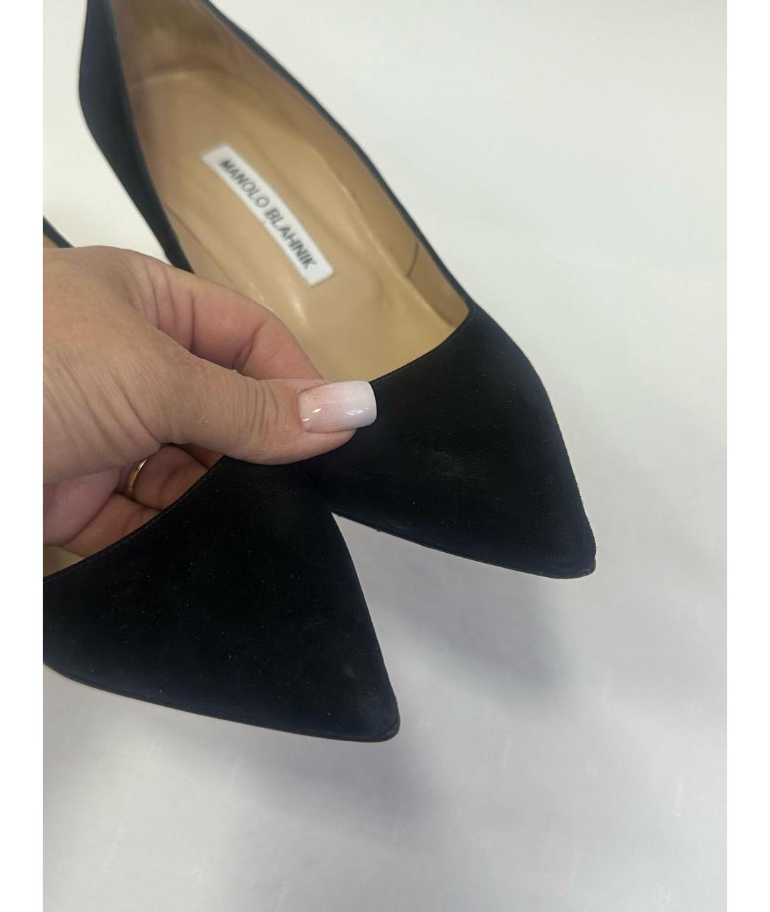 MANOLO BLAHNIK Черные замшевые туфли, фото 6
