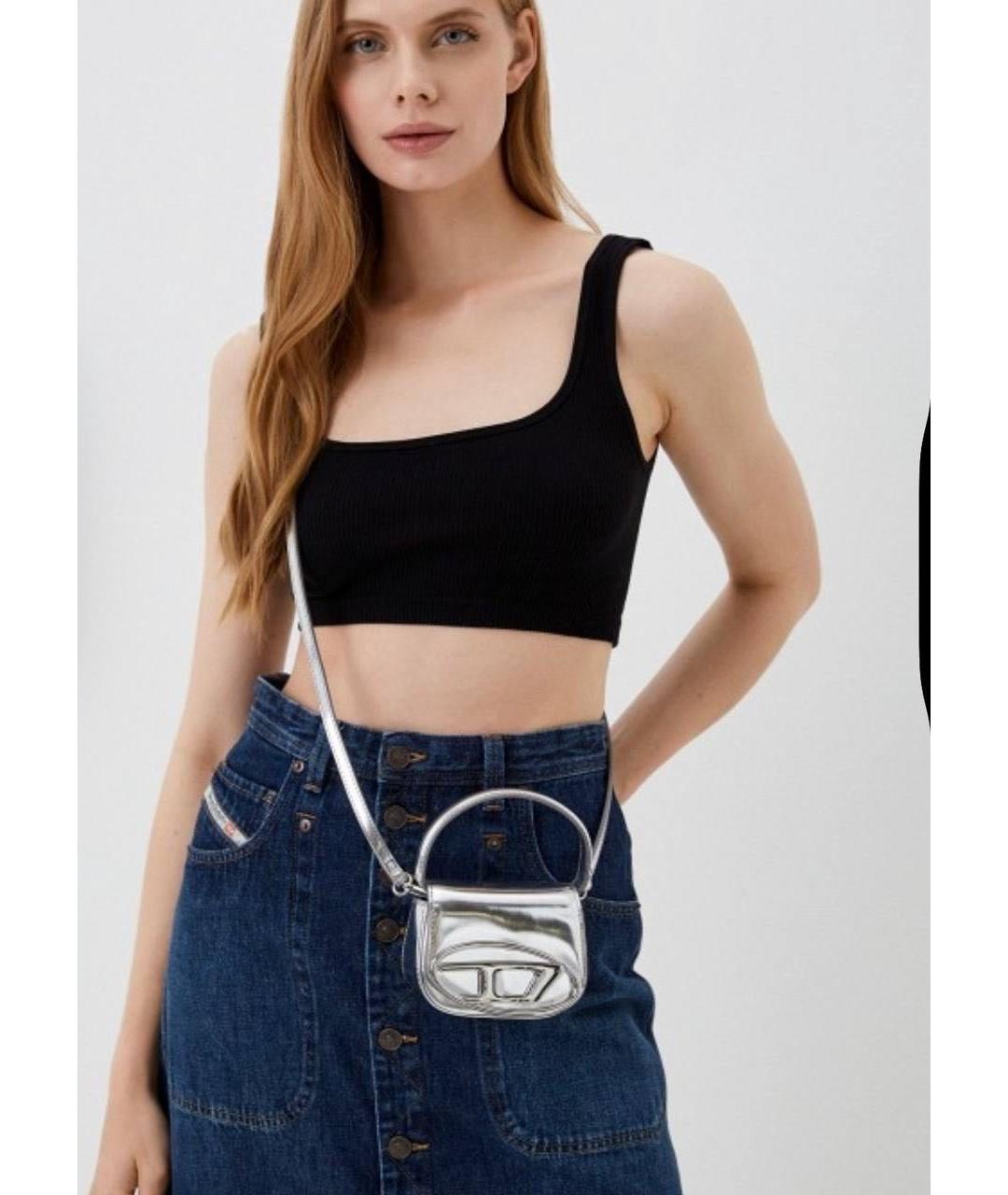 DIESEL Серебряная сумка с короткими ручками из искусственной кожи, фото 6