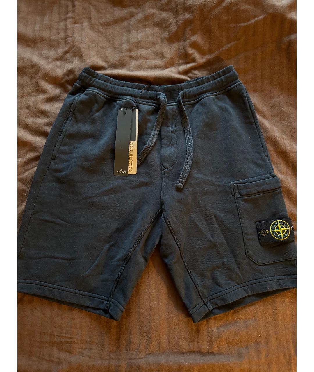 STONE ISLAND Темно-синие хлопковые шорты, фото 5