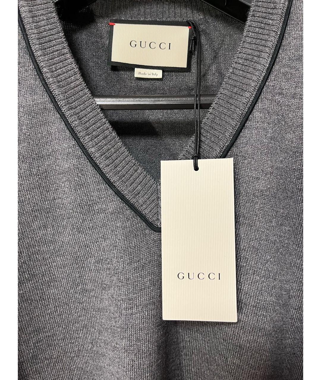 GUCCI Серый шерстяной джемпер / свитер, фото 3