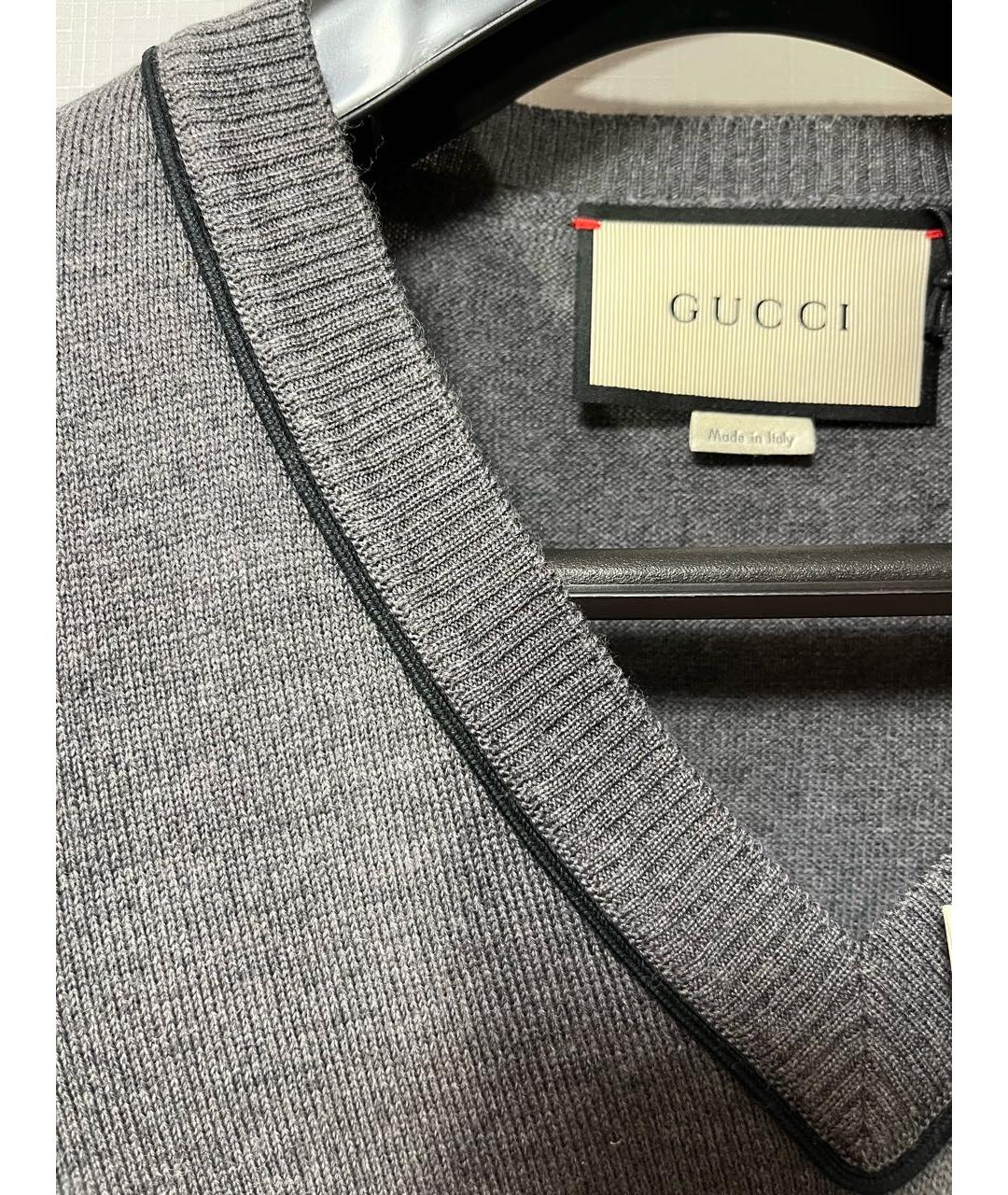 GUCCI Серый шерстяной джемпер / свитер, фото 4