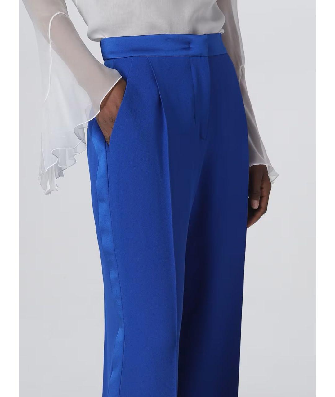 ALBERTA FERRETTI Синие ацетатные прямые брюки, фото 3