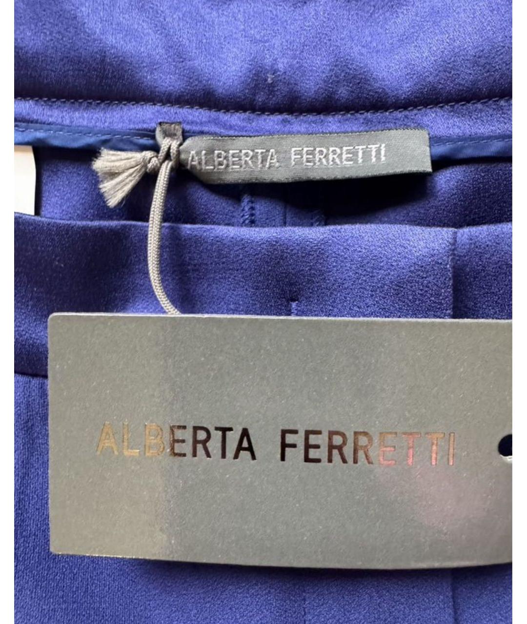ALBERTA FERRETTI Синие ацетатные прямые брюки, фото 4