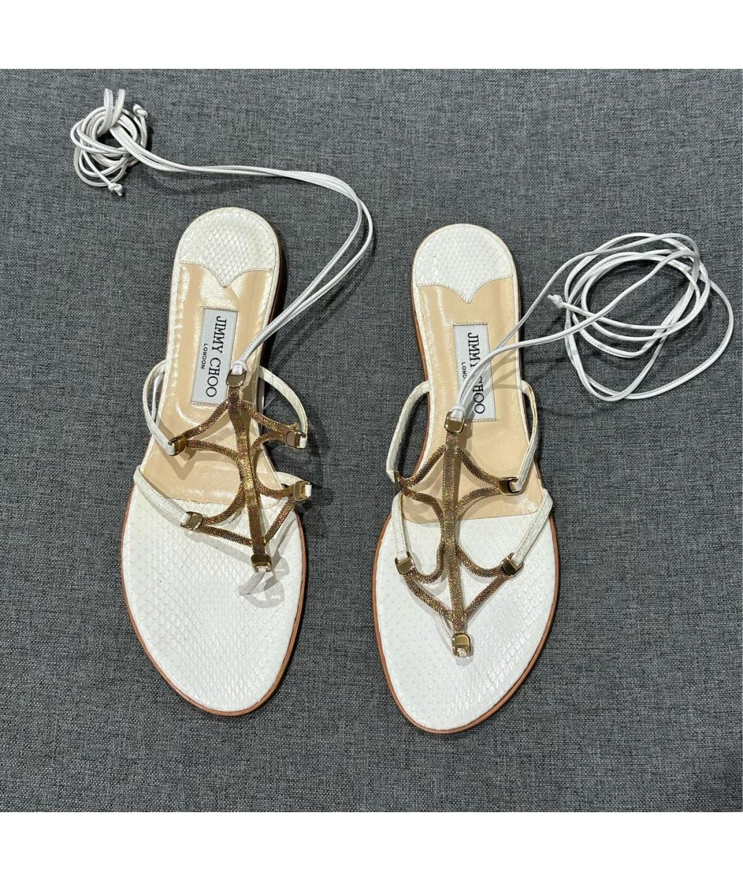 JIMMY CHOO Белые сандалии из экзотической кожи, фото 2