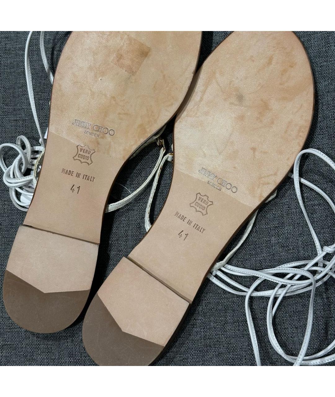 JIMMY CHOO Белые сандалии из экзотической кожи, фото 3
