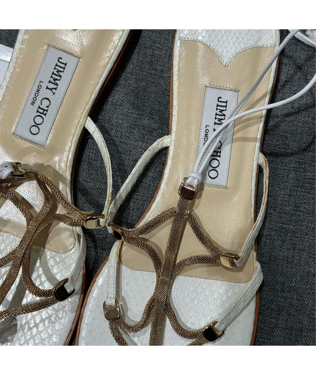 JIMMY CHOO Белые сандалии из экзотической кожи, фото 4